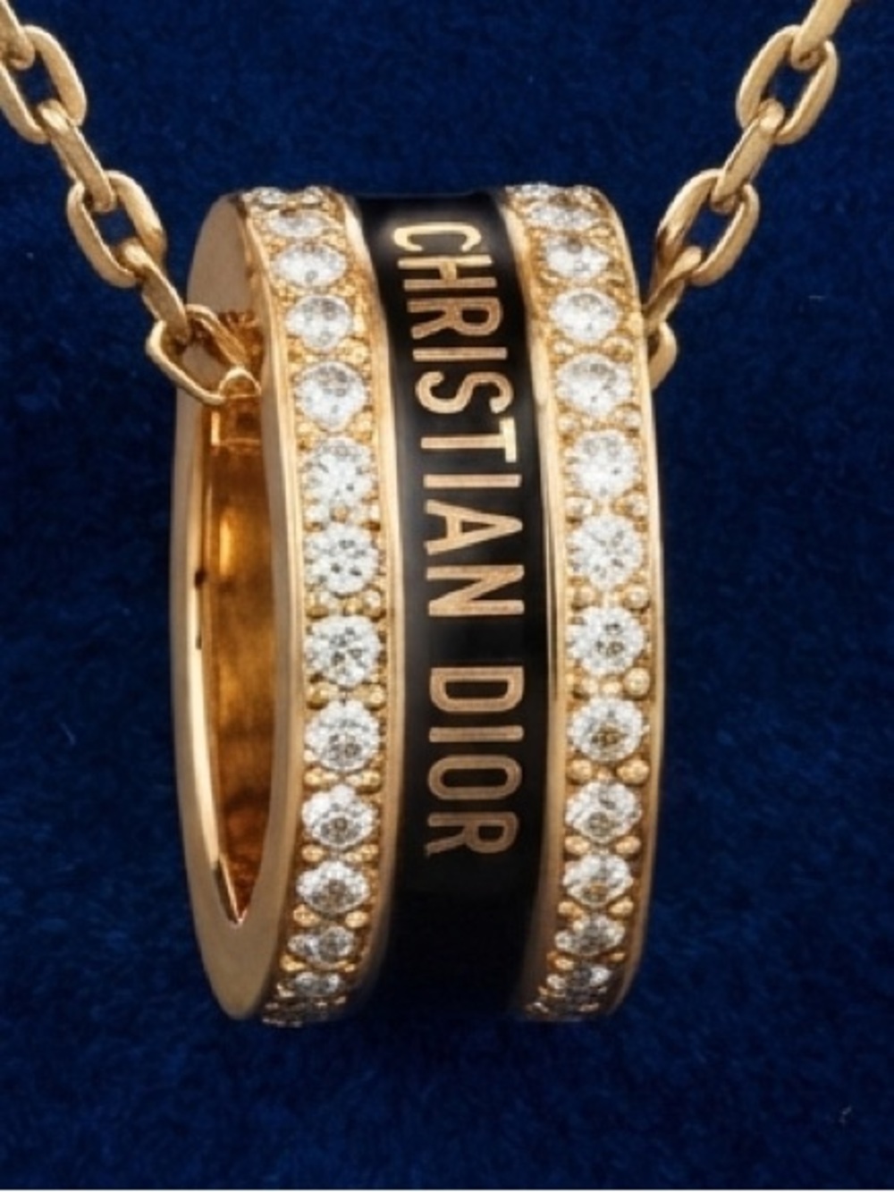 Gold-Tone Rhinestone Lettered Ring /Pendant Necklace